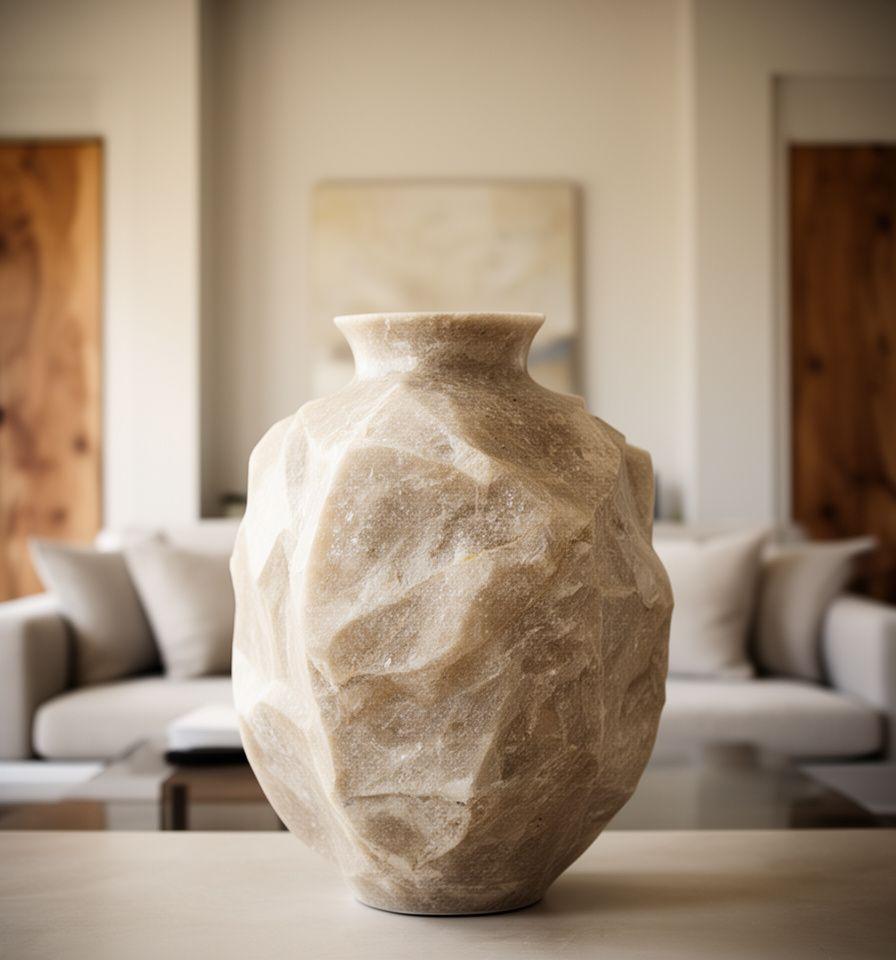 Serenity Vase als grosses Designer-Gefäss in einem eleganten Wohnzimmer mit sanftem Tageslicht